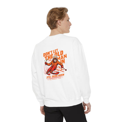 Don't Let the Old Man In Crewneck Sweatshirt in White, male model, back