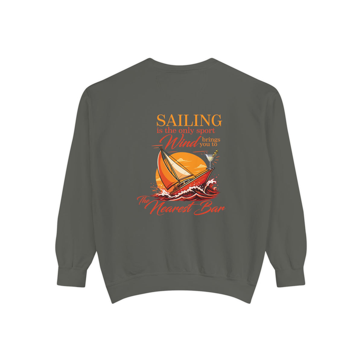 Wind & Sailing Crewneck Sweatshirt in Pepper, flat back