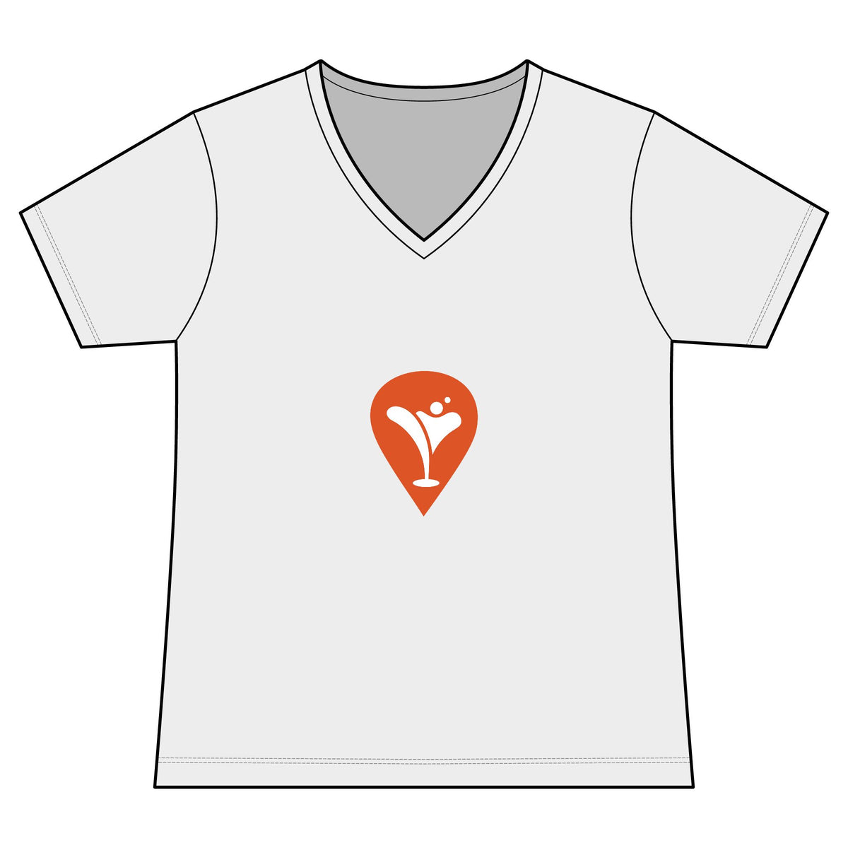 Gravity Skiing Women's V-Neck Tee in White, front