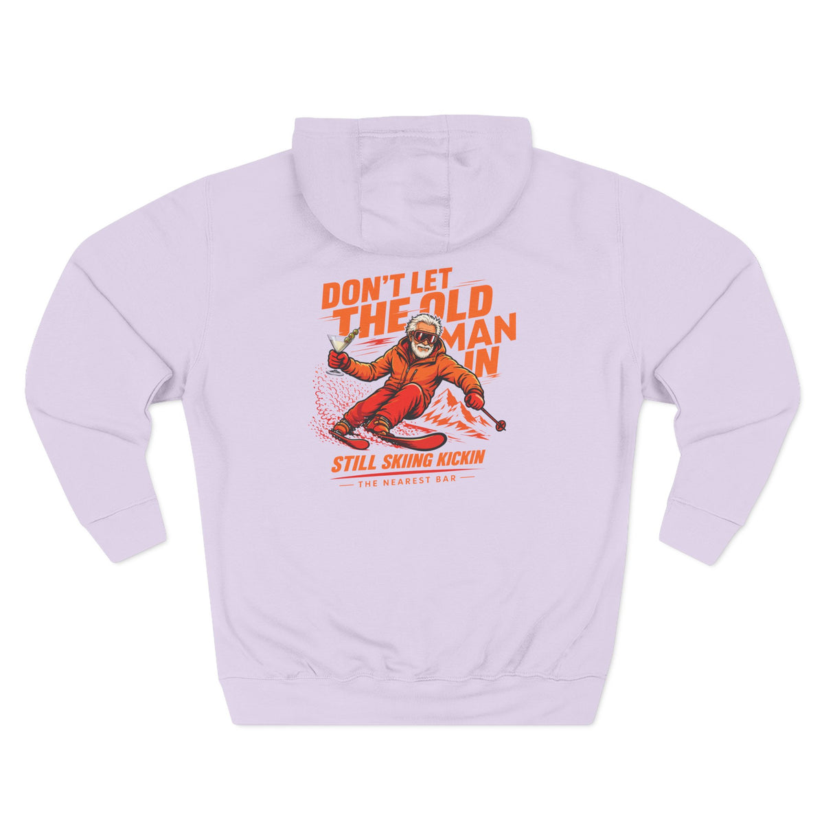 Don't Let the Old Man In Fleece Hoodie in Lilac, flat back