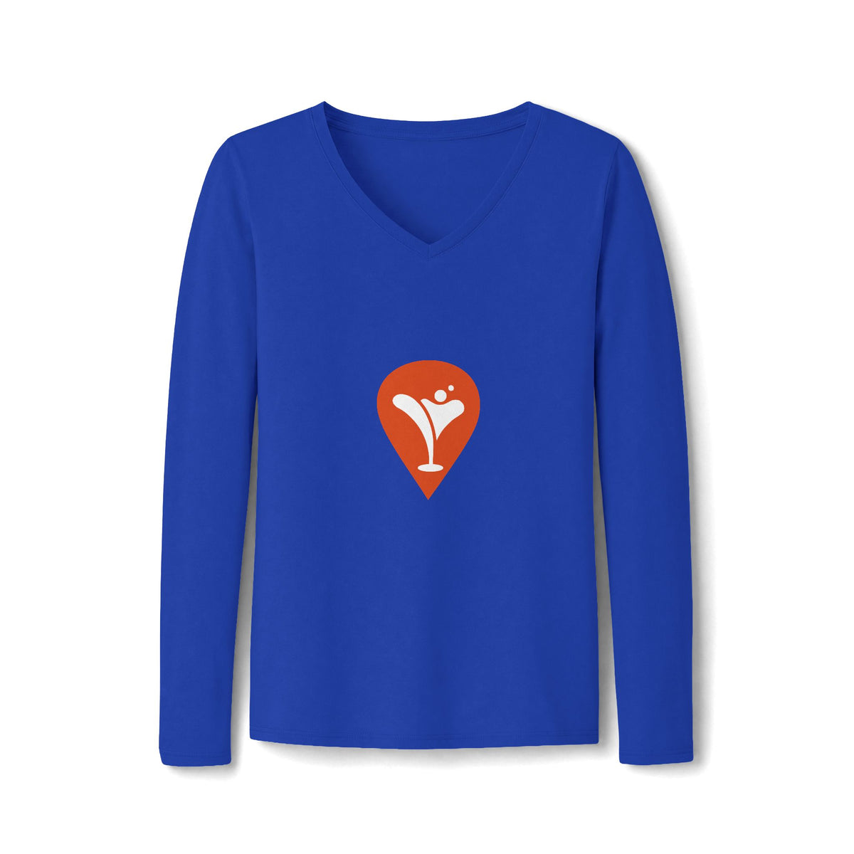 Gravity Skiing Women's Long Sleeve V-Neck Tee in True Royal, back
