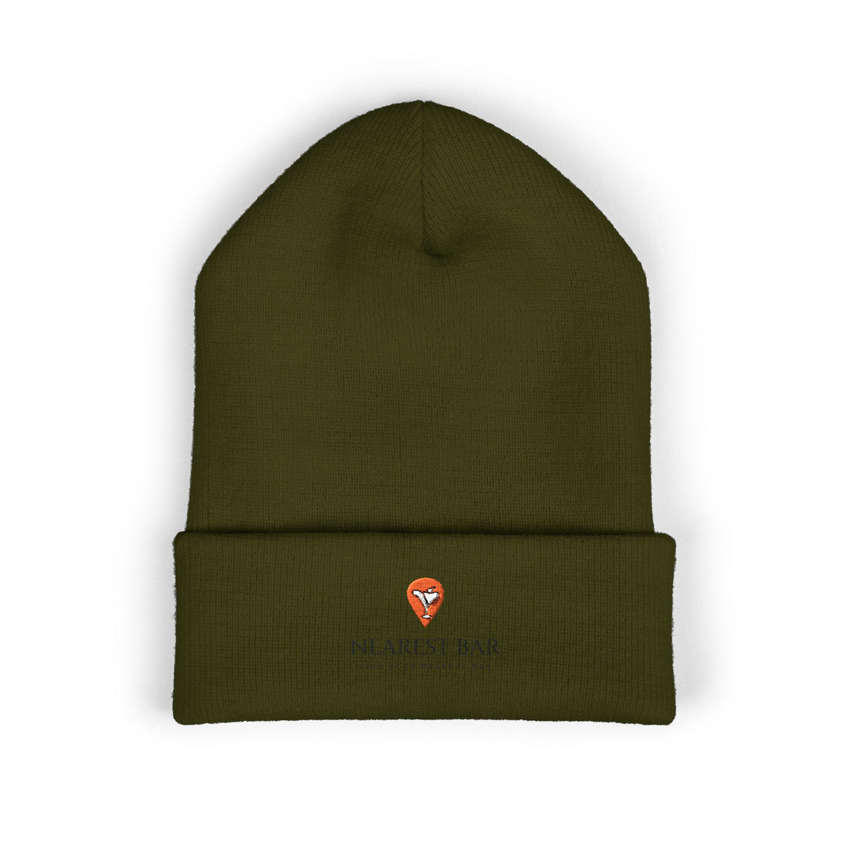 Nearest Bar Knit Cap (Light Colors) in Olive, flat front