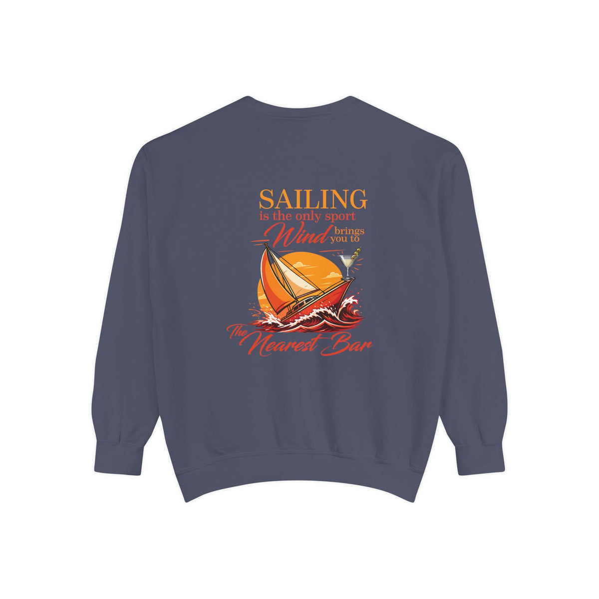 Wind & Sailing Crewneck Sweatshirt in Denim, flat back