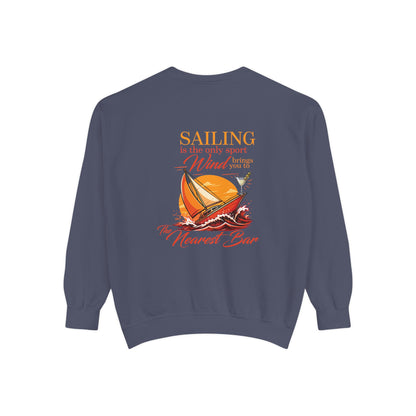 Wind & Sailing Crewneck Sweatshirt in Denim, flat back