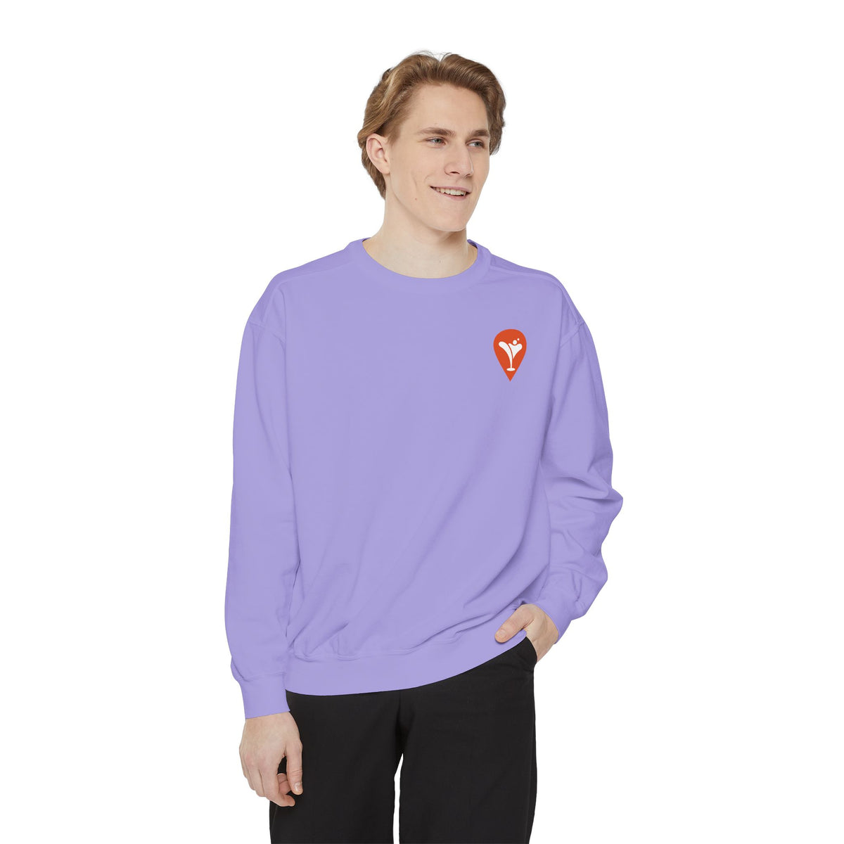 Don't Let the Old Man In Crewneck Sweatshirt in Violet, male model, front
