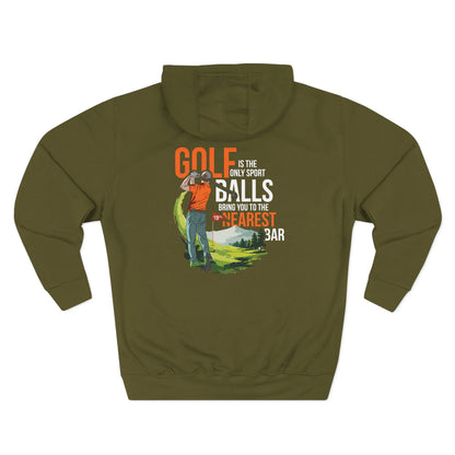 Golf Is the Only Sport Fleece Hoodie in Army Green, flat back