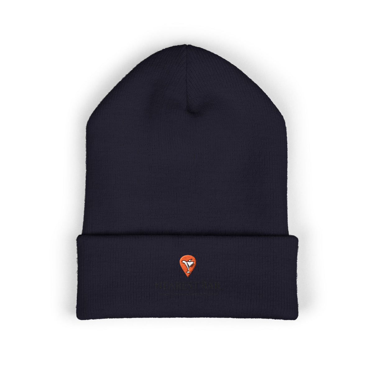 Nearest Bar Knit Cap (Light Colors) in Navy, flat front