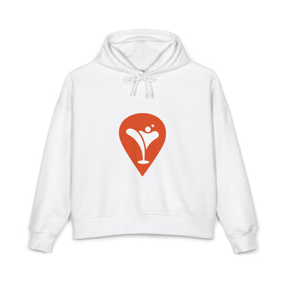 Gravity Skiing Women's Hoodie in White, front