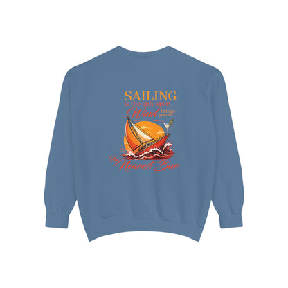 Wind & Sailing Crewneck Sweatshirt in Blue Jean, flat back