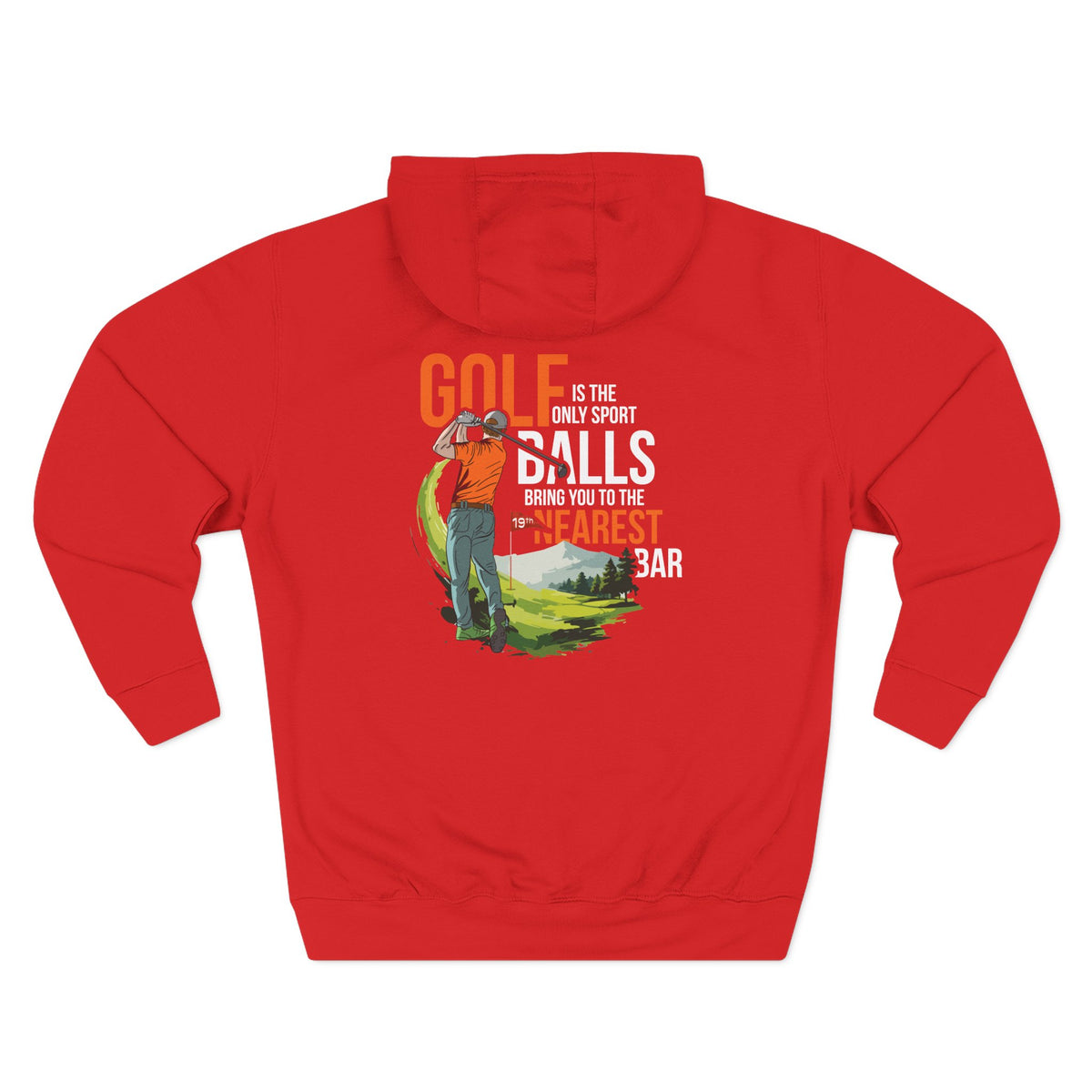 Golf Is the Only Sport Fleece Hoodie in Red, flat back