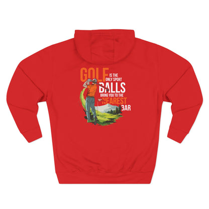 Golf Is the Only Sport Fleece Hoodie in Red, flat back