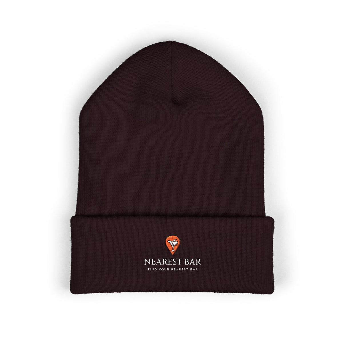 Nearest Bar Knit Cap in Brown, flat front