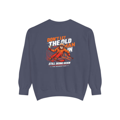 Don't Let the Old Man In Crewneck Sweatshirt in Denim, flat back