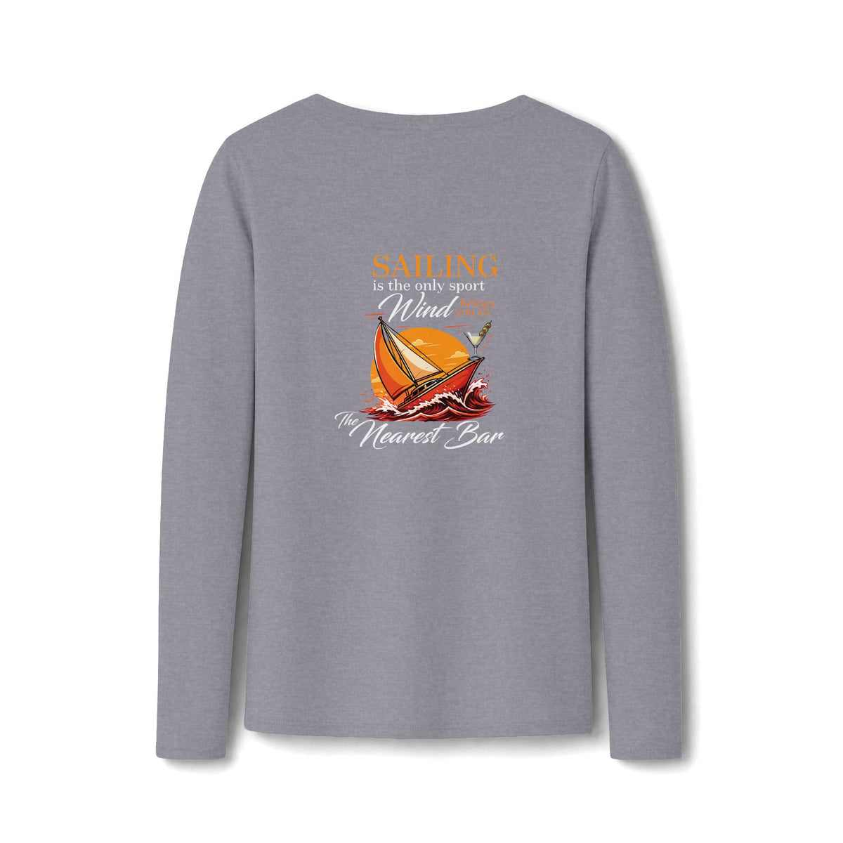 Wind & Sailing Women's Long Sleeve V-Neck Tee in Athletic Heather, back