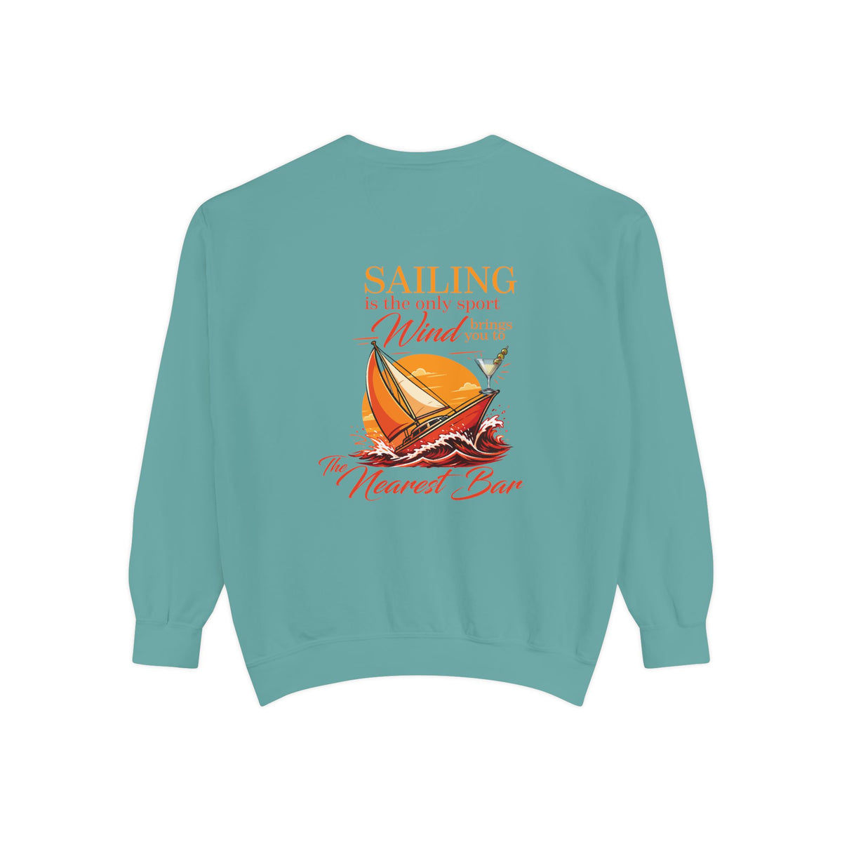 Wind & Sailing Crewneck Sweatshirt in Seafoam, flat back