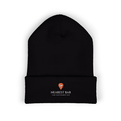 Nearest Bar Knit Cap in Black, flat front