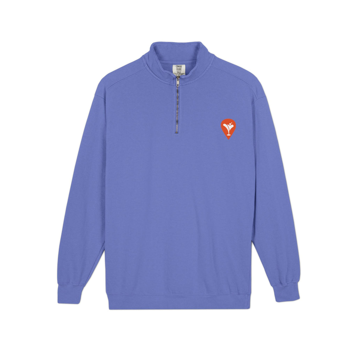 Don't Let the Old Man In Quarter-Zip Sweatshirt in Flo Blue, flat front
