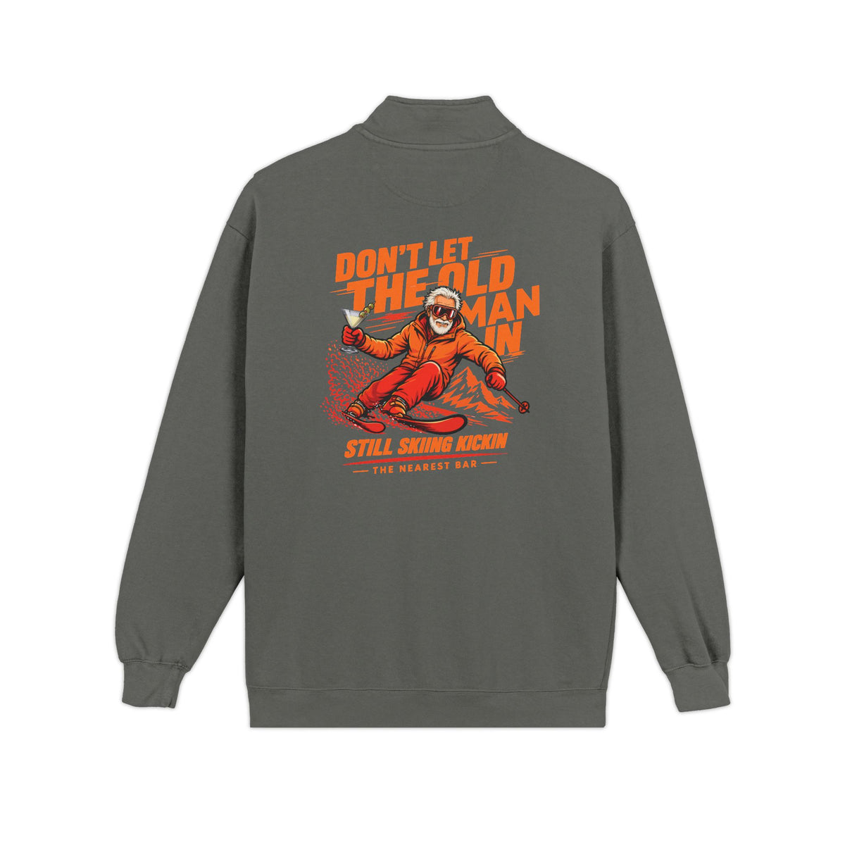 Don't Let the Old Man In Quarter-Zip Sweatshirt in Pepper, flat back