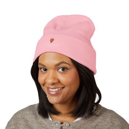 Nearest Bar Knit Cap in Baby Pink, female model