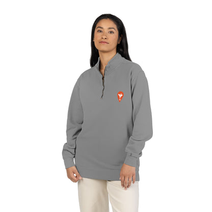 Wind & Sailing Quarter-Zip Sweatshirt in Grey, female model, front