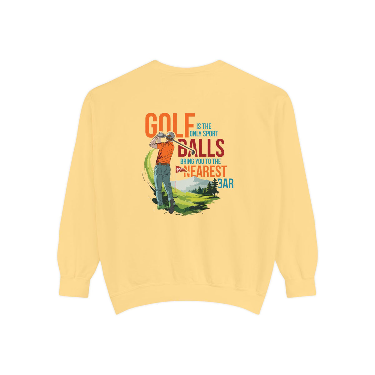 Golf Is the Only Sport Crewneck Sweatshirt in Butter, flat back