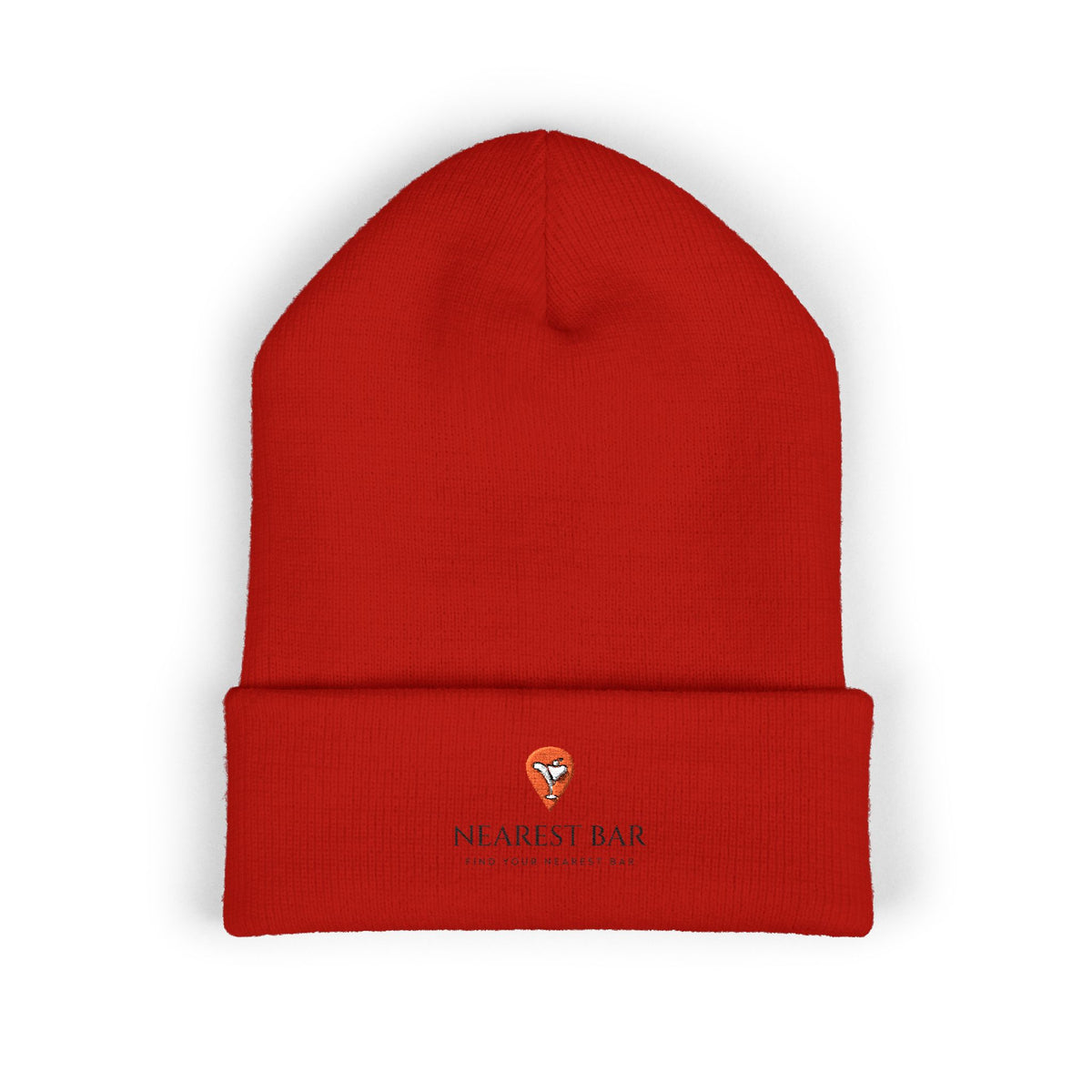 Nearest Bar Knit Cap (Light Colors) in Red, flat front