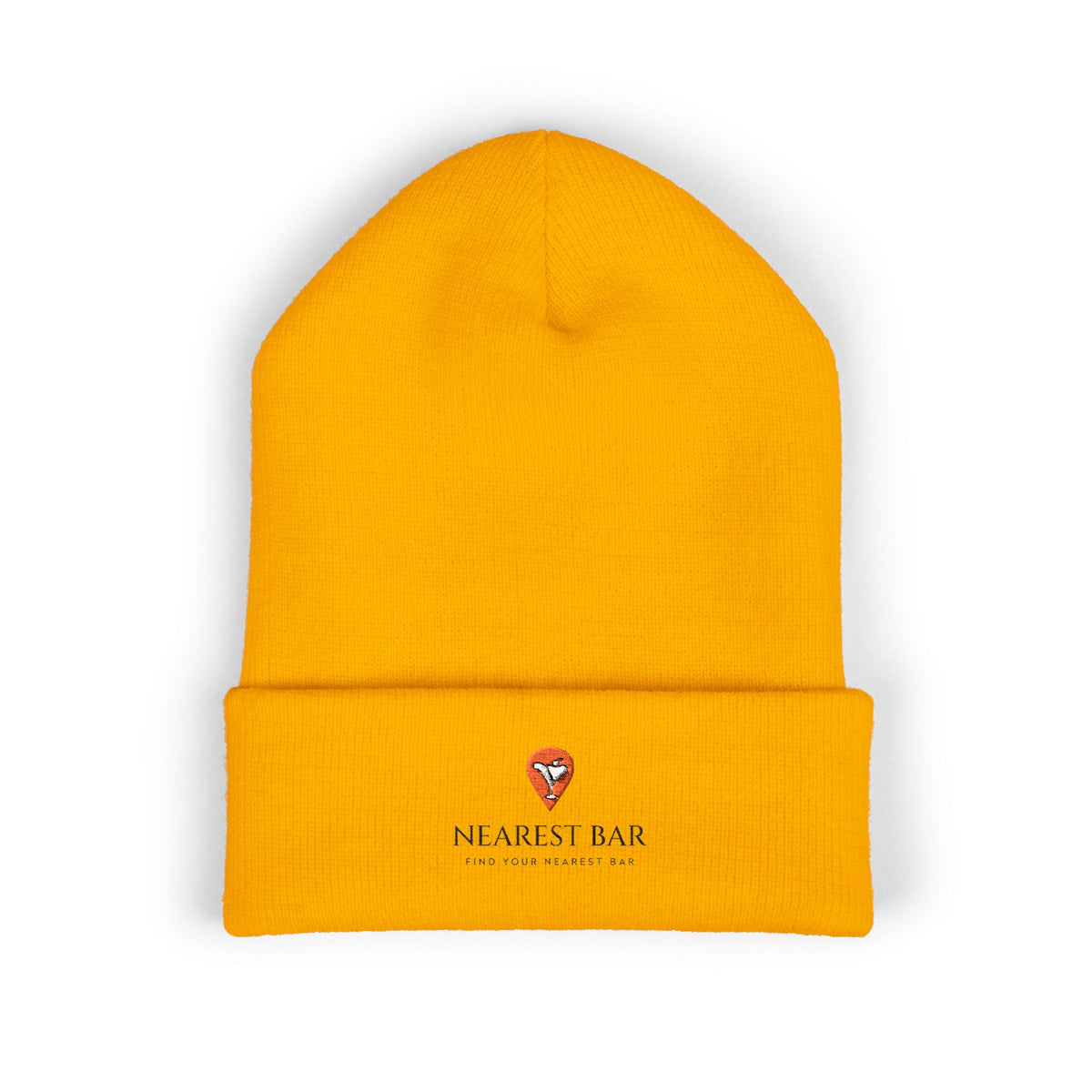 Nearest Bar Knit Cap (Light Colors) in Gold, flat front