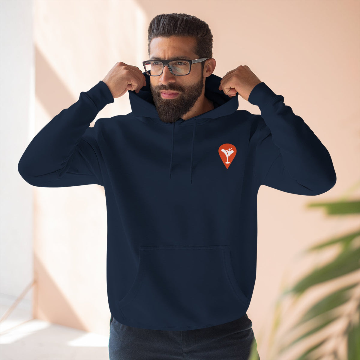 Golf Is the Only Sport Fleece Hoodie in Navy, male model, front