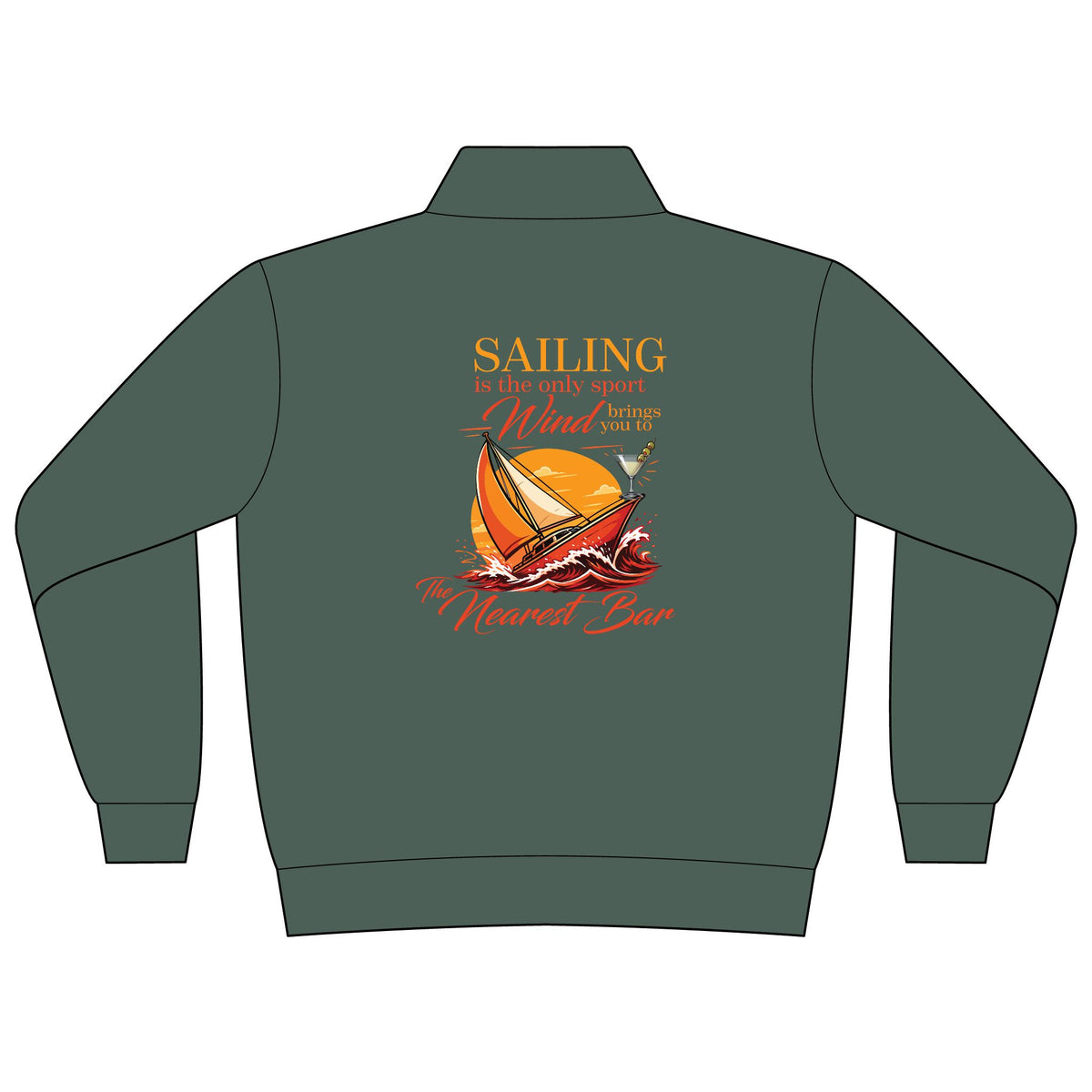 Wind & Sailing Women's Quarter-Zip in Pine, back