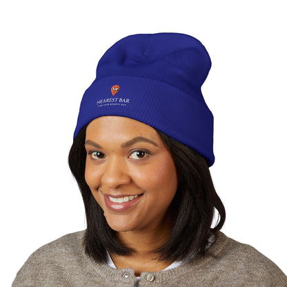 Nearest Bar Knit Cap in Royal, female model