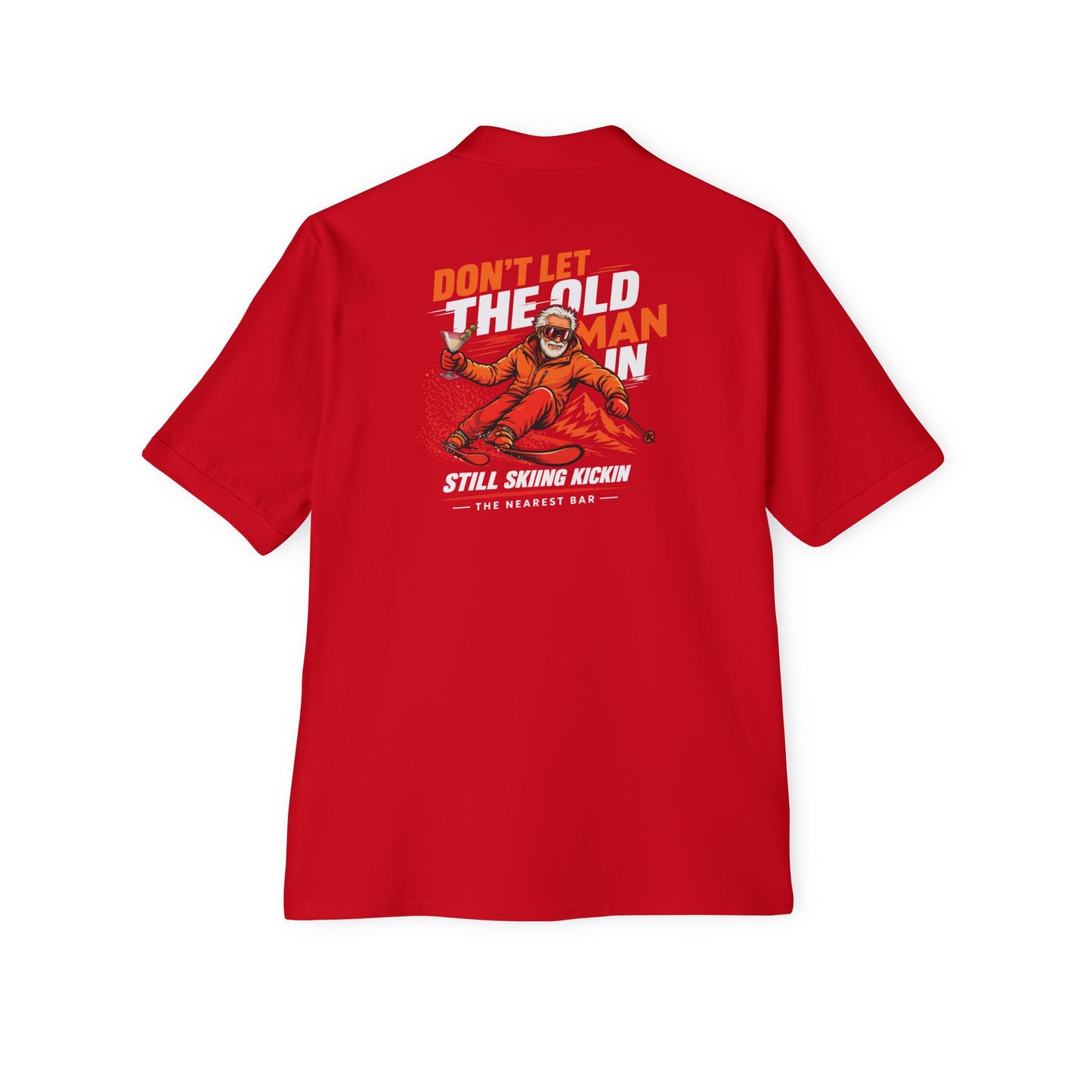 Old Man Skiing Nearest Bar Polo Shirt