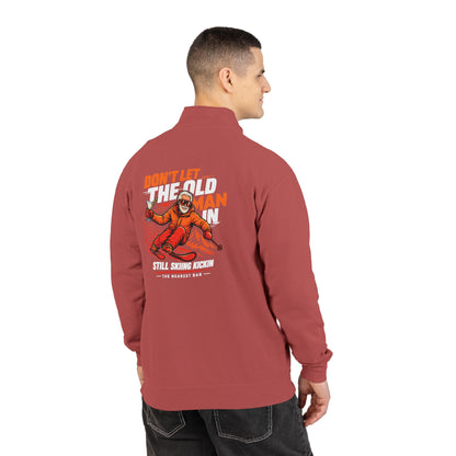 Don't Let the Old Man In Quarter-Zip Sweatshirt in Crimson, male model, back