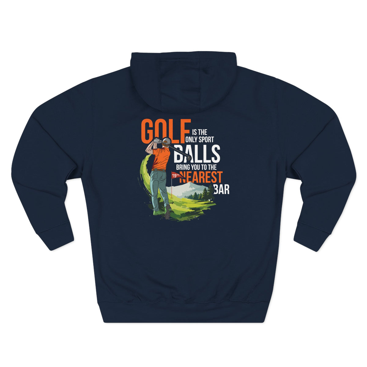 Golf Is the Only Sport Fleece Hoodie in Navy, flat back