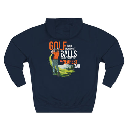 Golf Is the Only Sport Fleece Hoodie in Navy, flat back