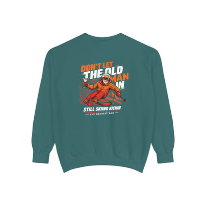 Don't Let the Old Man In Crewneck Sweatshirt in Blue Spruce, flat back