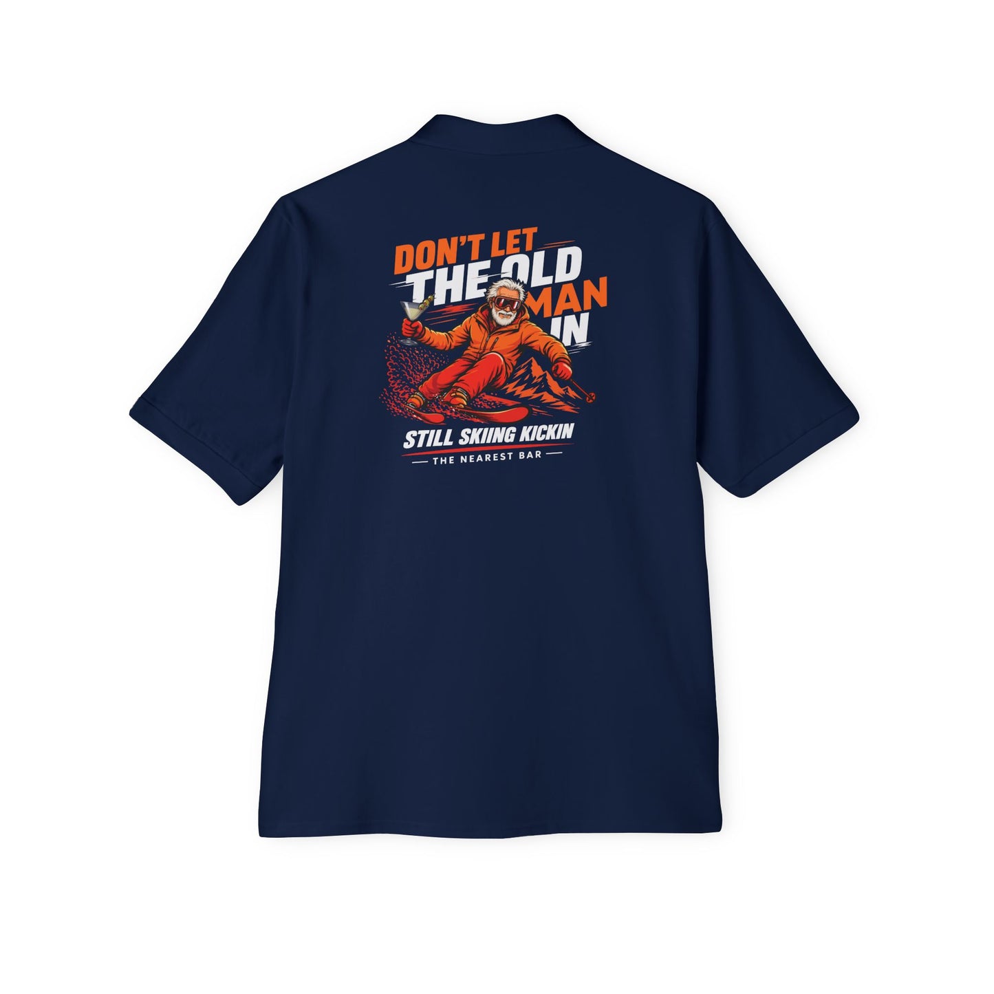 Old Man Skiing Nearest Bar Polo Shirt