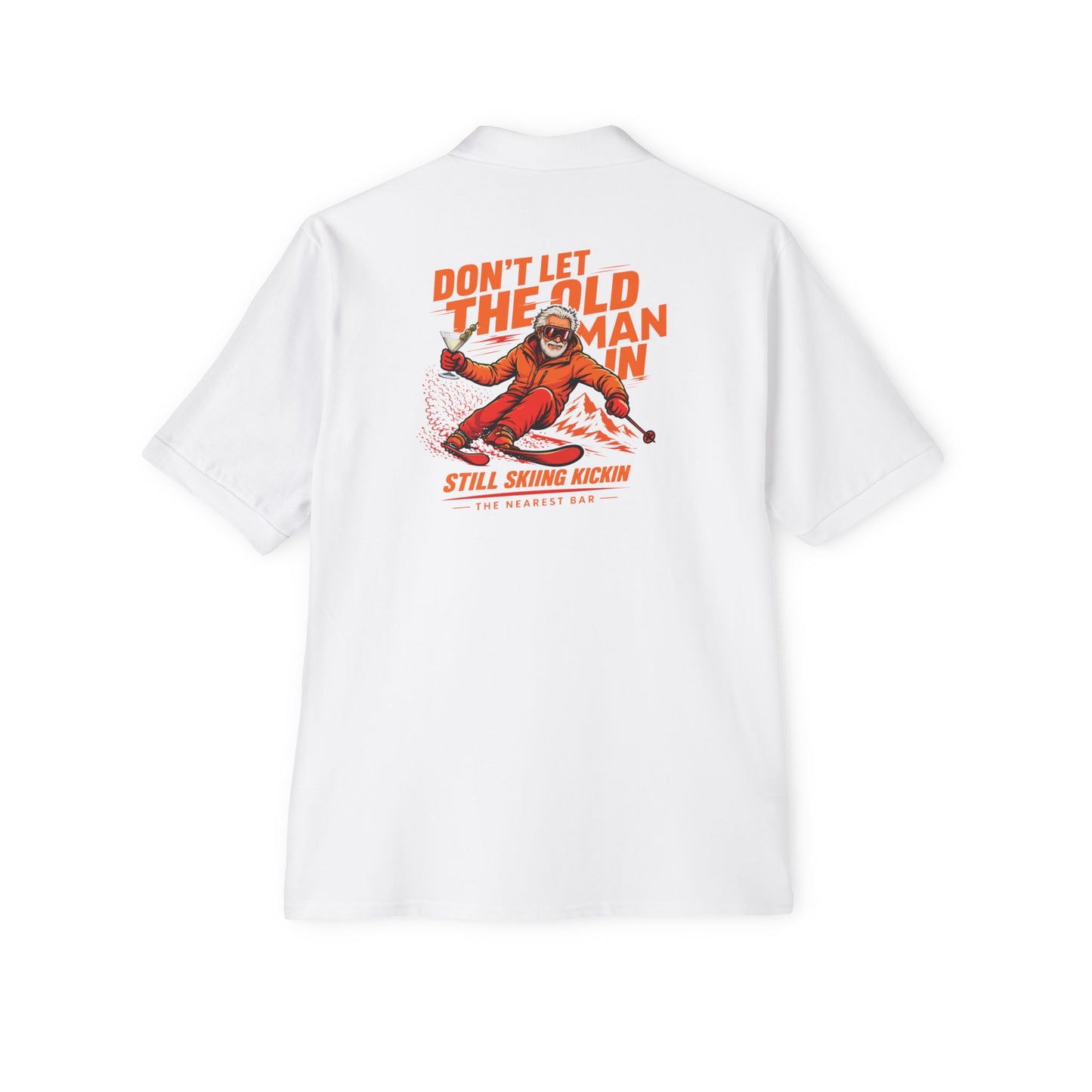Old Man Skiing Nearest Bar Polo Shirt