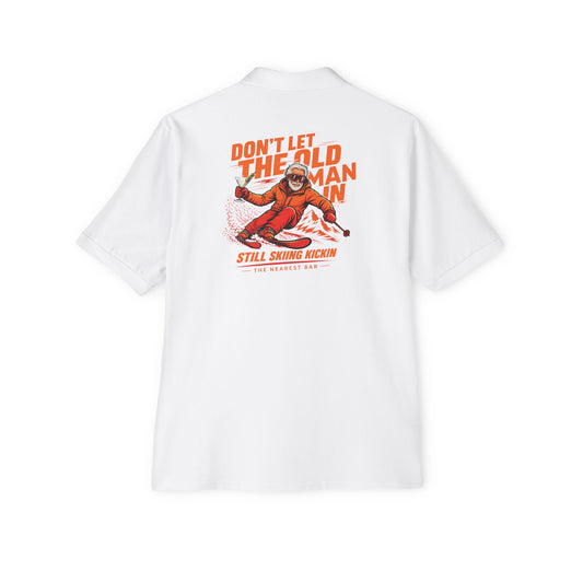 Old Man Skiing Nearest Bar Polo Shirt