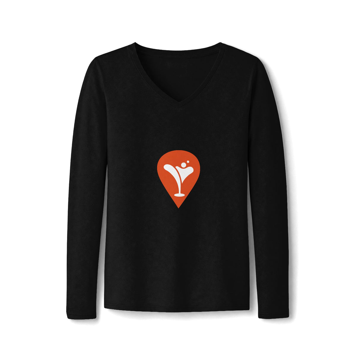 Gravity Skiing Women's Long Sleeve V-Neck Tee in Jet Black, front