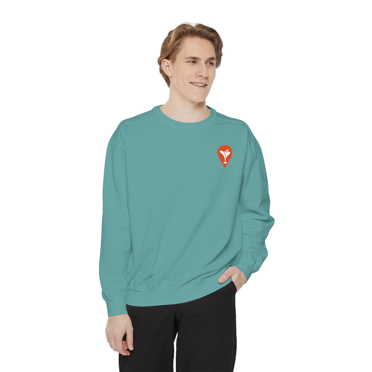 Golf Is the Only Sport Crewneck Sweatshirt in Seafoam, male model, front