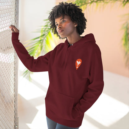 Wind & Sailing Fleece Hoodie in Burgundy, female model, front