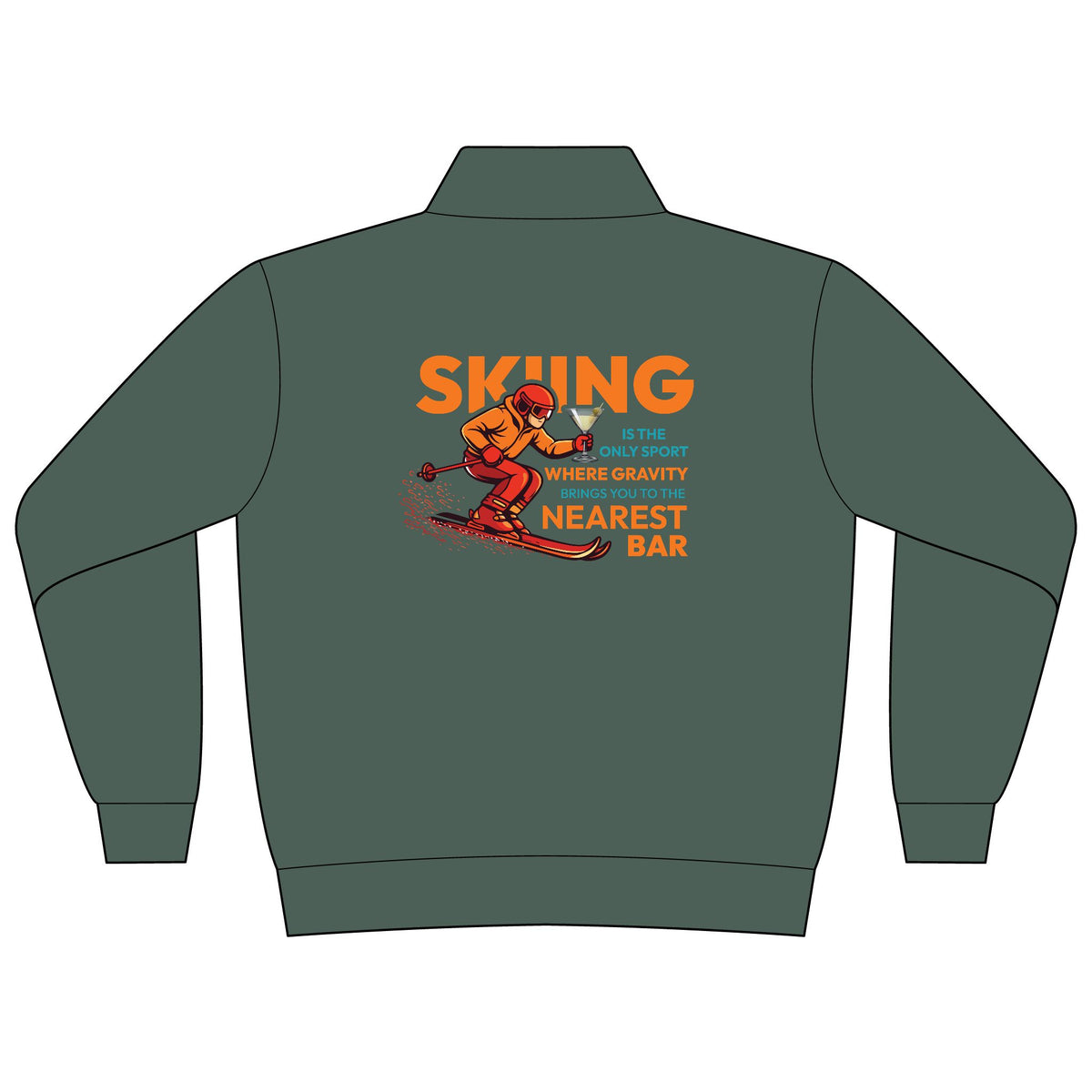 Gravity Skiing Women's Quarter-Zip in Pine, back