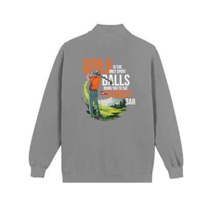 Golf Is the Only Sport quarter-zip in Grey, back view with 19th hole golf graphic