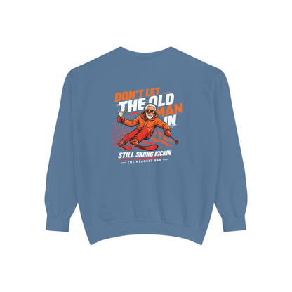 Don't Let the Old Man In Crewneck Sweatshirt in Blue Jean, flat back