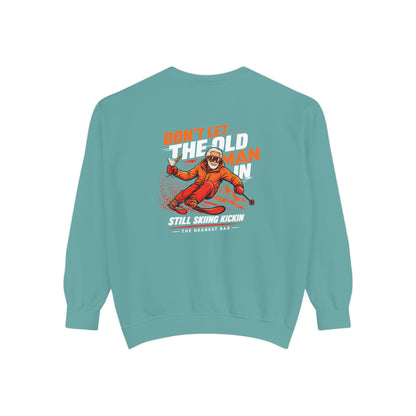Don't Let the Old Man In Crewneck Sweatshirt in Seafoam, flat back