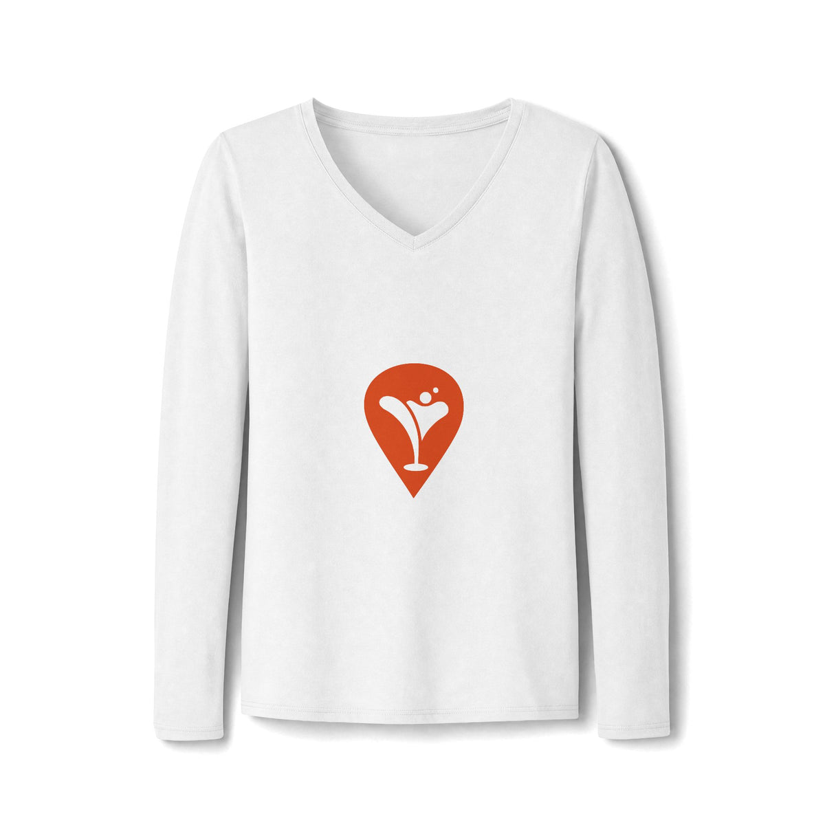 Family Happens Between Islands Women's Long Sleeve V-Neck Tee in White, front
