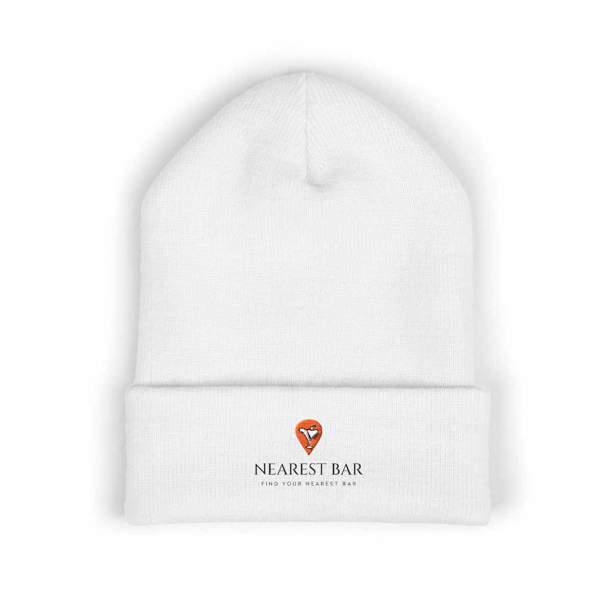 Nearest Bar Knit Cap (Light Colors) in White, flat front