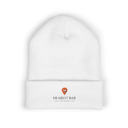 Nearest Bar Knit Cap (Light Colors) in White, flat front