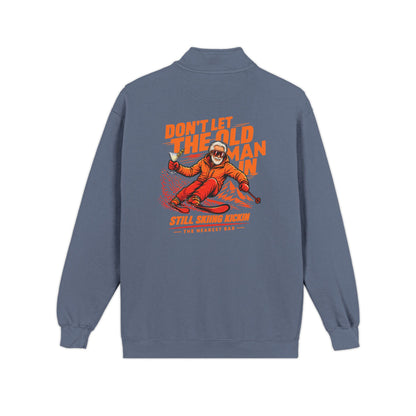 Don't Let the Old Man In Quarter-Zip Sweatshirt in Blue Jean, flat back