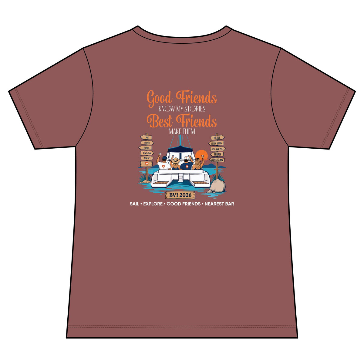 Good Friends, Best Friends Women's V-Neck Tee in Nostalgia Rose, back